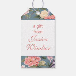 Etiquetas Para Regalos Chinoiserie Floral Jade Egret