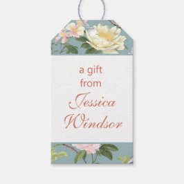 Etiquetas Para Regalos Chinoiserie Floral Jade Egret