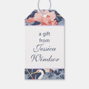 Etiquetas Para Regalos Chinoiserie Navy Floral Egret