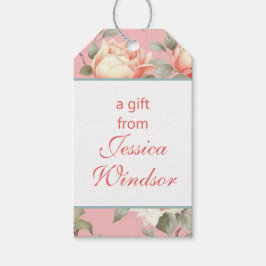 Etiquetas Para Regalos Chinoiserie Pink Floral Egret