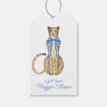Chinoiserie Watercolor Bow Cheetah Gift Tags