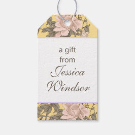 Etiquetas Para Regalos Chinoiserie Yellow Floral Egret