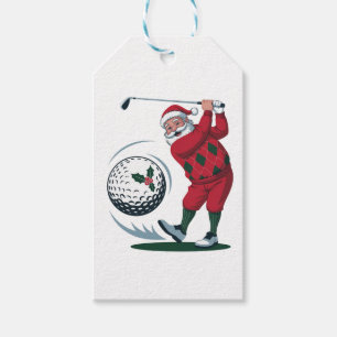 Etiquetas Para Regalos Chirstmas Fantasy Golf Jugando a Santa Claus