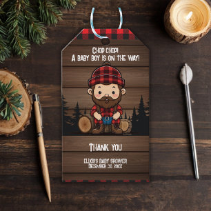 Etiquetas Para Regalos ¡Chop Chop! Rustic Lumberjack Flannel Baby Shower