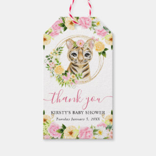 Etiquetas Para Regalos Chorreado Acuarela Tierno Tigre de la Jungla Flora