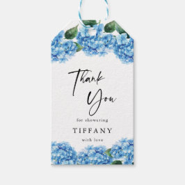 Etiquetas Para Regalos Chorreo de boda floral Hortensia Azul Gracias
