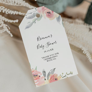 Etiquetas Para Regalos Chorreo Floral Rosa Elegante para Baby Shower