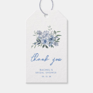 Etiquetas Para Regalos Chorro de Aquarela Azul Floral Bridal Shower