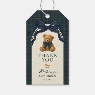 Etiquetas Para Regalos Chorro de Polo Navy a Cuadros Oso de Peluche Baby