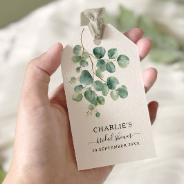 Etiquetas Para Regalos Chorro Nupcial de Verde Elegante Moderno