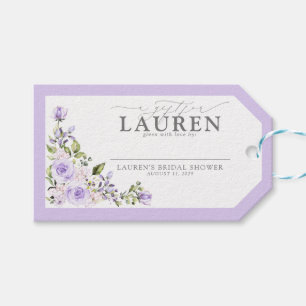 Etiquetas Para Regalos Chorro Nupcial Elegante Lila Lavanda Sin Envolver