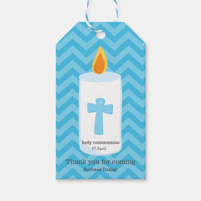 Etiquetas Para Regalos Christening Candles boy (Anverso)