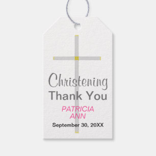 Etiquetas Para Regalos Christening Thank You Silver Cross Chica Pink