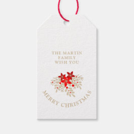 Etiquetas Para Regalos Christmas Botanical Holly Branches and Poinsettias