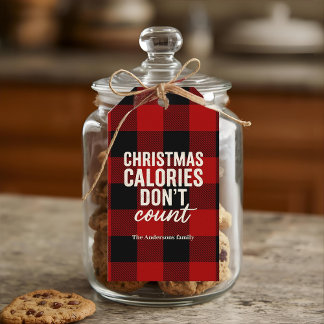 Etiquetas Para Regalos “Christmas Calories Don’t Count” Buffalo Plaid