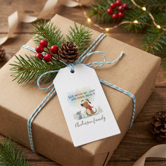 Etiquetas Para Regalos Christmas dog gift tag modern watercolor animal