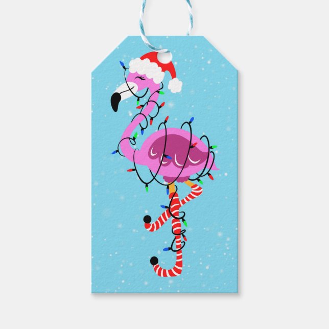 Etiquetas Para Regalos Christmas Flamingo (Anverso)