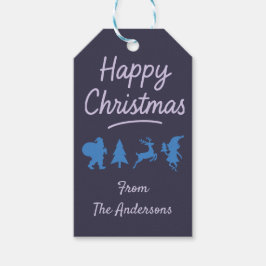 Etiquetas Para Regalos Christmas Gift Tag - Blue Silhouette