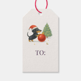 Etiquetas Para Regalos Christmas Greetings Dachshund Cute Dog 
