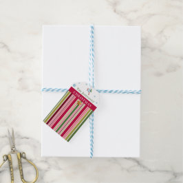 Etiquetas Para Regalos Christmas Holidays - Red, Green & Gold Stripes