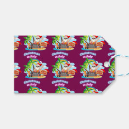 Etiquetas Para Regalos Christmas in July Tropical Santa Beach Design