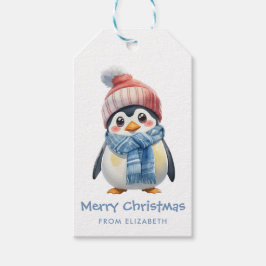 Etiquetas Para Regalos Chubby Baby Penguin Navidades de vacaciones