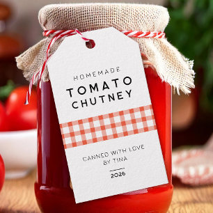 Etiquetas Para Regalos Chutney de tomate casero con patrón de cuadros