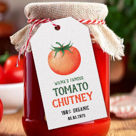 Etiquetas Para Regalos Chutney de tomate casero con patrón de tomate rojo