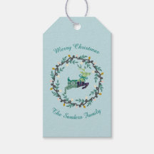 Ciervo de Navidad Alegre con Corona Teal Personali