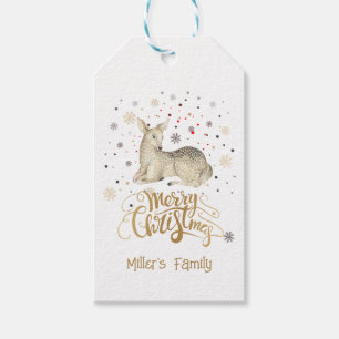 Etiquetas Para Regalos Ciervo de Navidad & Tipografía Feliz Navidad