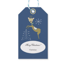 Ciervos lindos con árboles de Navidad y copos de n