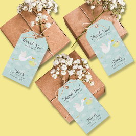 Etiquetas Para Regalos Cigüeña Amarilla Bundle Baby Shower Favor Neutral