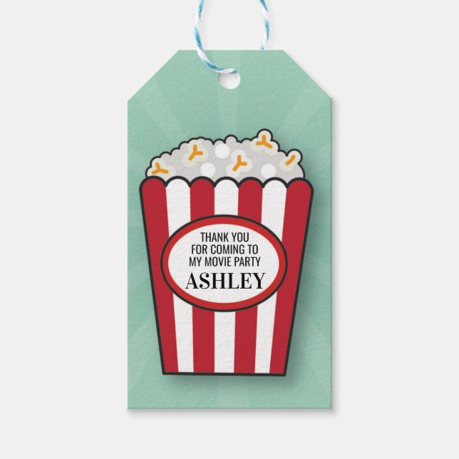 Etiquetas Para Regalos Cine Popcorn de la fiesta de cumpleaños Gracias Et (Anverso)