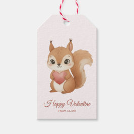 Etiquetas Para Regalos Cinta Ardilla con Corazón Día de San Valentín