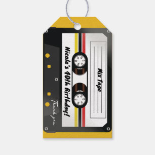 Etiquetas Para Regalos Cinta de Casete Retro Amarilla Fiesta de Cumpleaño