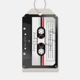 Etiquetas Para Regalos Cinta de casete retro beige gris boda