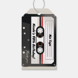 Etiquetas Para Regalos Cinta de Casete Retro Beige Gris Fiesta de Cumplea