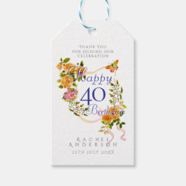 Etiquetas Para Regalos Cinta de Rosa Dorada Cumpleaños 40