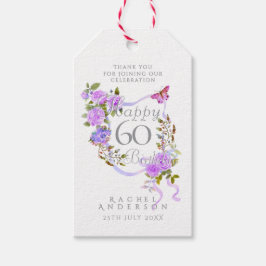 Etiquetas Para Regalos Cinta de Rosa Púrpura 60 Cumpleaños