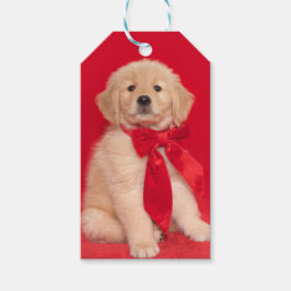 Etiquetas Para Regalos Cinta roja picante Golden Retriever