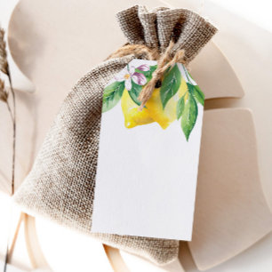 Etiquetas Para Regalos Círculo limón de color agua en blanco