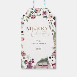 Etiquetas Para Regalos ciruela acuarela y navidad rosa