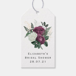Etiquetas Para Regalos Ciruela Borgoña Vintage Floral y Encaje Shabby-Chi