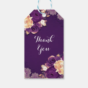 Etiquetas Para Regalos Ciruela Púrpura Elegante Encaje Floral Favor Rústi