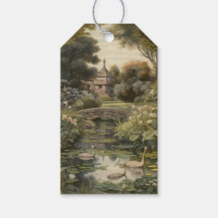 Etiquetas Para Regalos Cisnes de jardín inglés vintage botánico