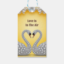 Etiquetas Para Regalos Cisnes Románticos de Cristal de Diamante Escena Cá