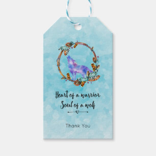 Etiquetas Para Regalos Cita con Howling Wolf en una corona de boho