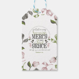 Etiquetas Para Regalos Citas hebreas 4:16 con arte floral sobre blanco
