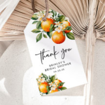Citrus Bridal Shower Favorito Tag Gracias Naranja