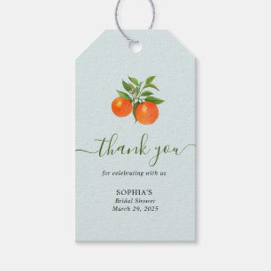 Etiquetas Para Regalos Citrus Naranja Bridal Shower Gracias